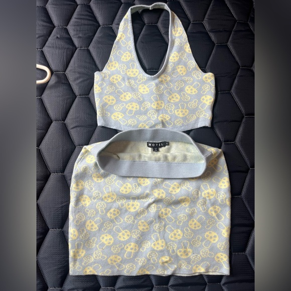 Motel Rocks Riani Baby shroom blue and yellow skirt and top set - Picture 3 of 6